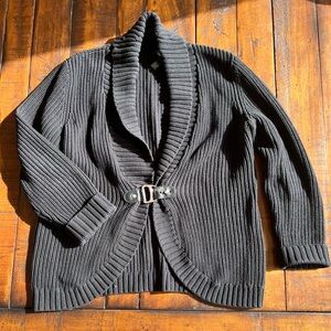 Lauren Ralph Lauren Ribbed Black Women's Sweater with Buckle